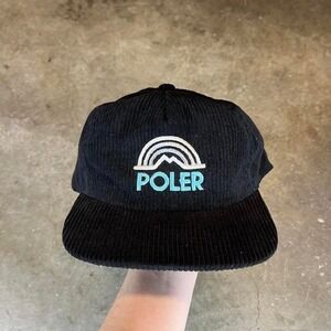 Black Poler corduroy snapback hat